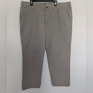 Carhartt Pants Mens Size 42”x30” Gray/Tan Relaxed Fit Washed Duck Work Dungaree